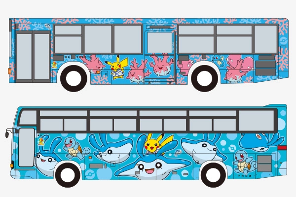 タマンタやサニーゴがデザインされたバスに乗ろう！